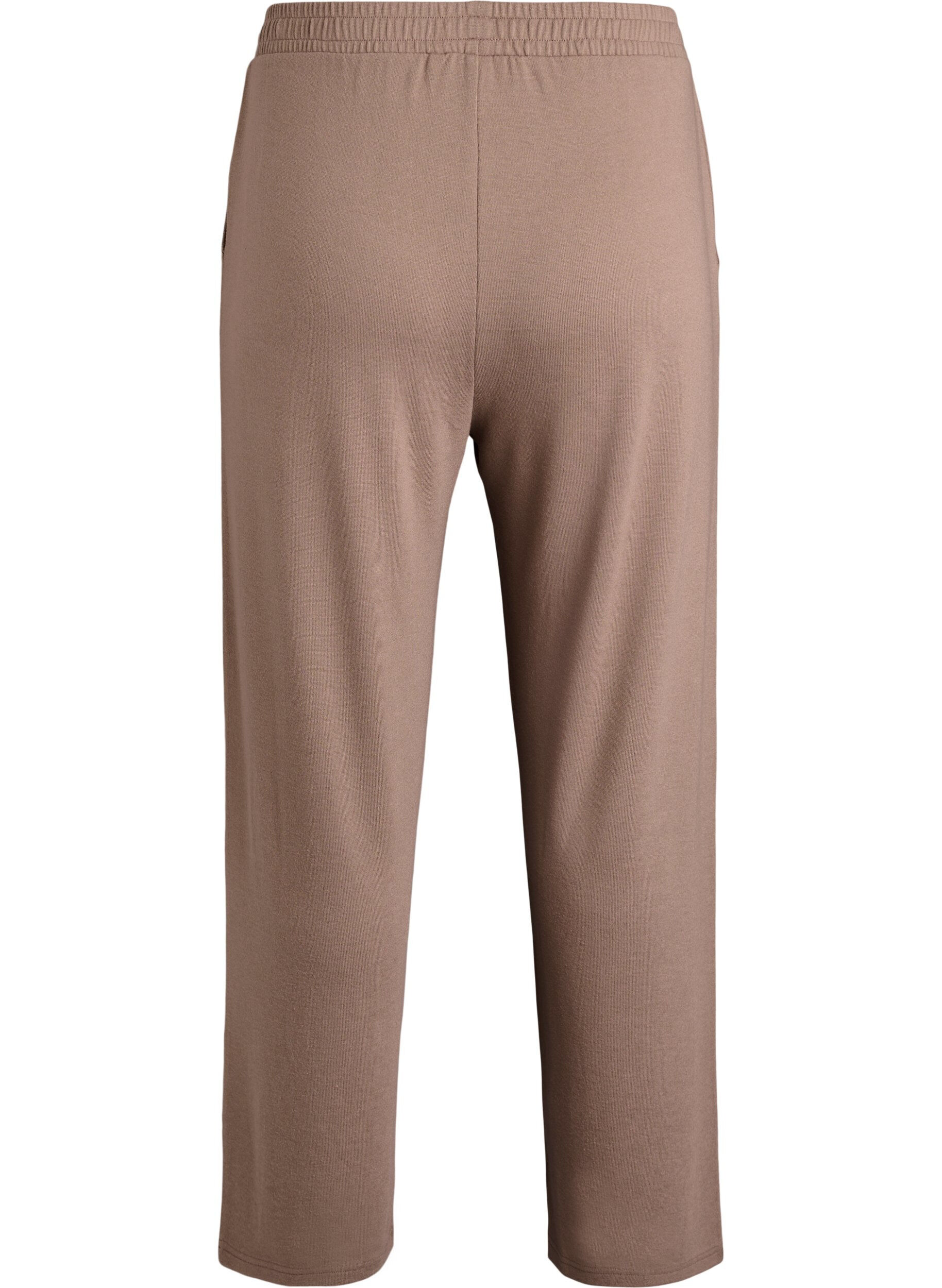 Zizzi High-waist straight-fit jerseybroek, Bruin, Packshot image number 1