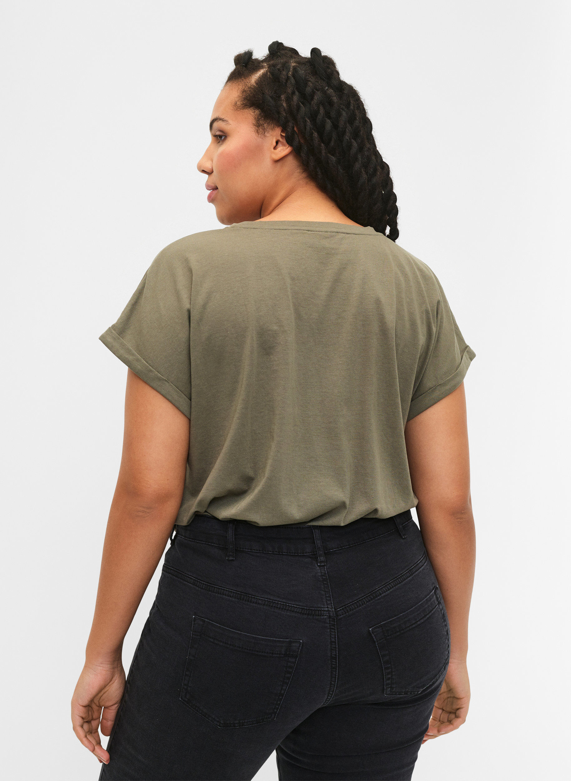Zizzi2-pack T-shirts met korte mouwen, Groen, Model image number 2