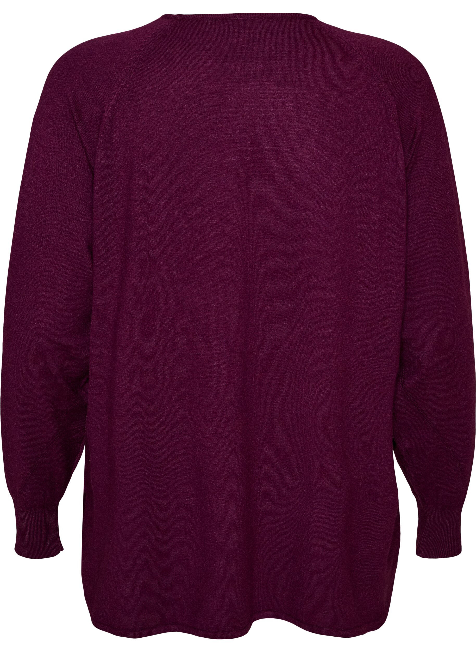 ZizziGebreide top met ronde hals en ingebreid patroon, Rood, Packshot image number 1