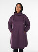 Kort sweatshirt jurk met hoge kraag en zakken, Paars, Model image number 0