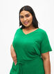 Geribd viscose T-shirt met V-hals, Jolly Green, Model image number 0