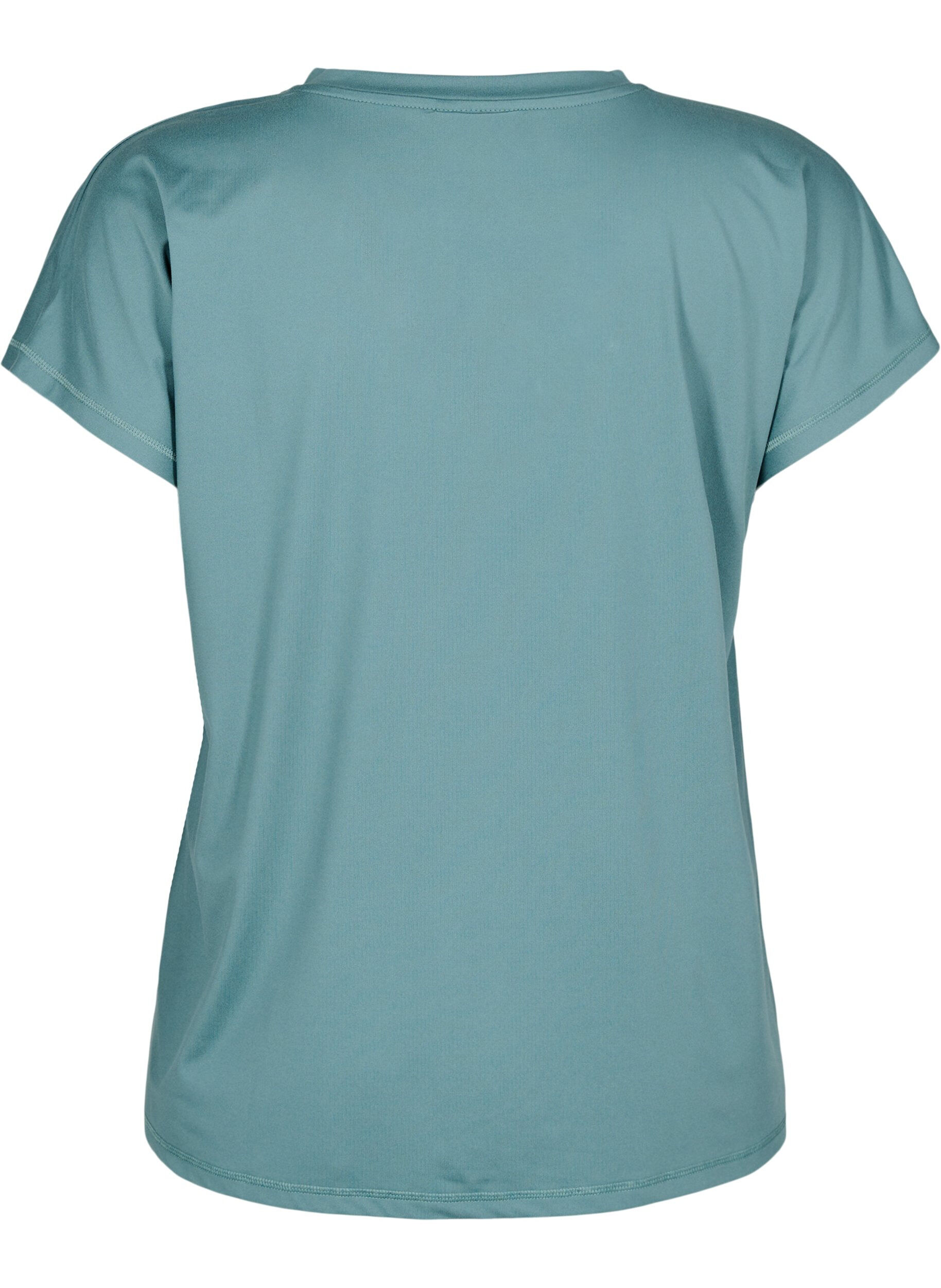 Zizzi Losvallend sport T-shirt met V-hals, Groen, Packshot image number 1