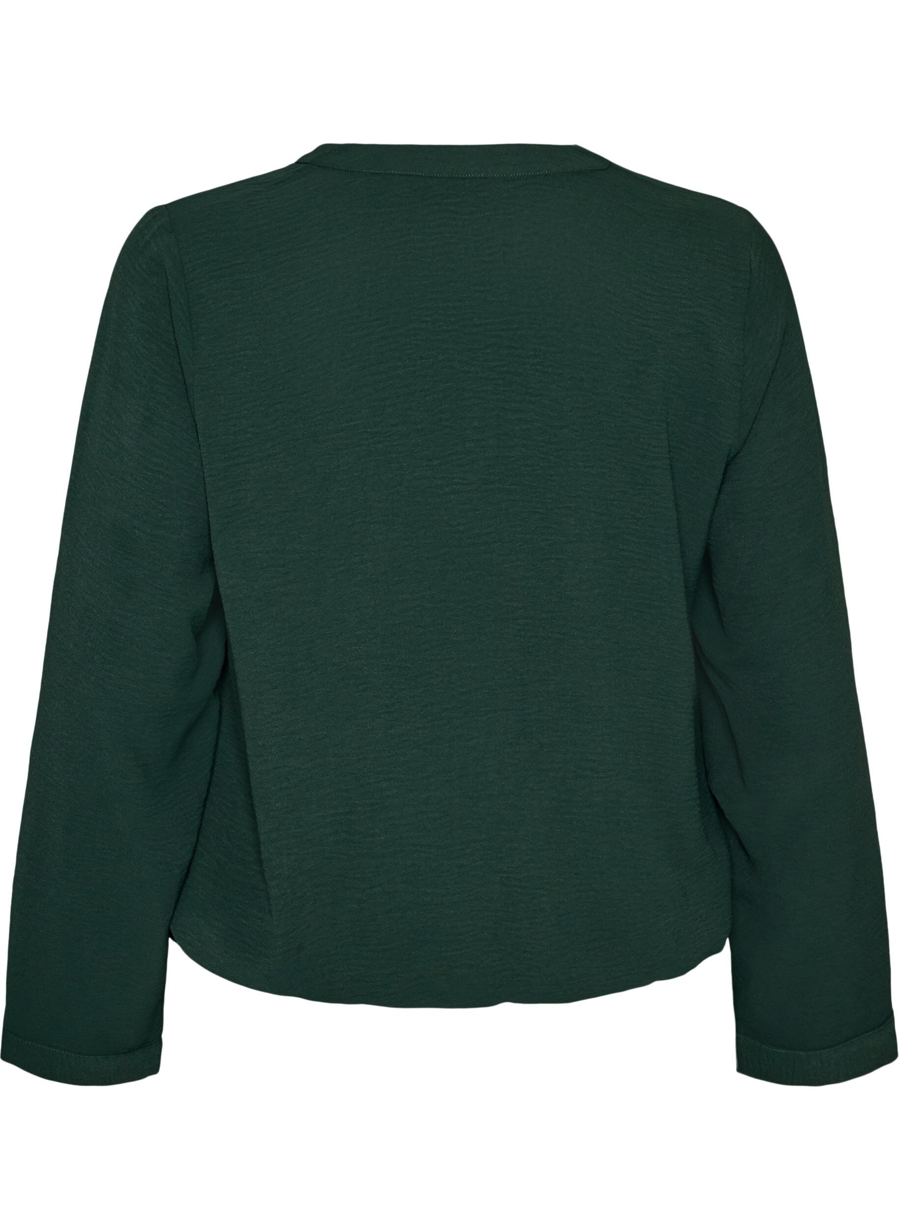 ZizziBlouse met ballonsilhouet en V-hals, Groen, Packshot image number 1