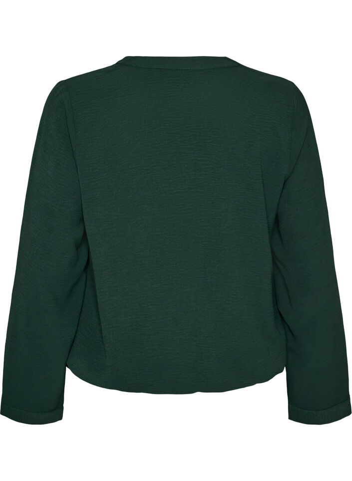 Blouse met ballonsilhouet en V-hals, Groen, Packshot image number 1