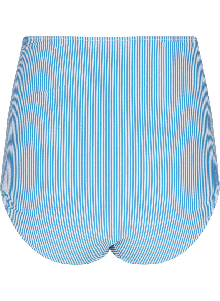 Gestreept bikinibroekje met extra hoge taille, Blauw, Packshot image number 1