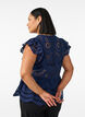 Mouwloze blouse met broderie anglaise en ruches, Blauw, Model image number 2