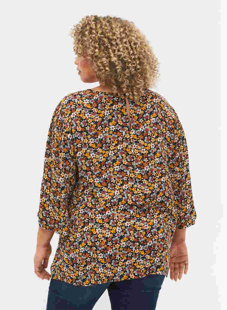 Viscose blouse met bloemenprint, Black Ditsy, Model image number 1
