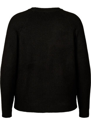 Gebreide blouse met geborduurde tekst, Black/Black, Packshot image number 1