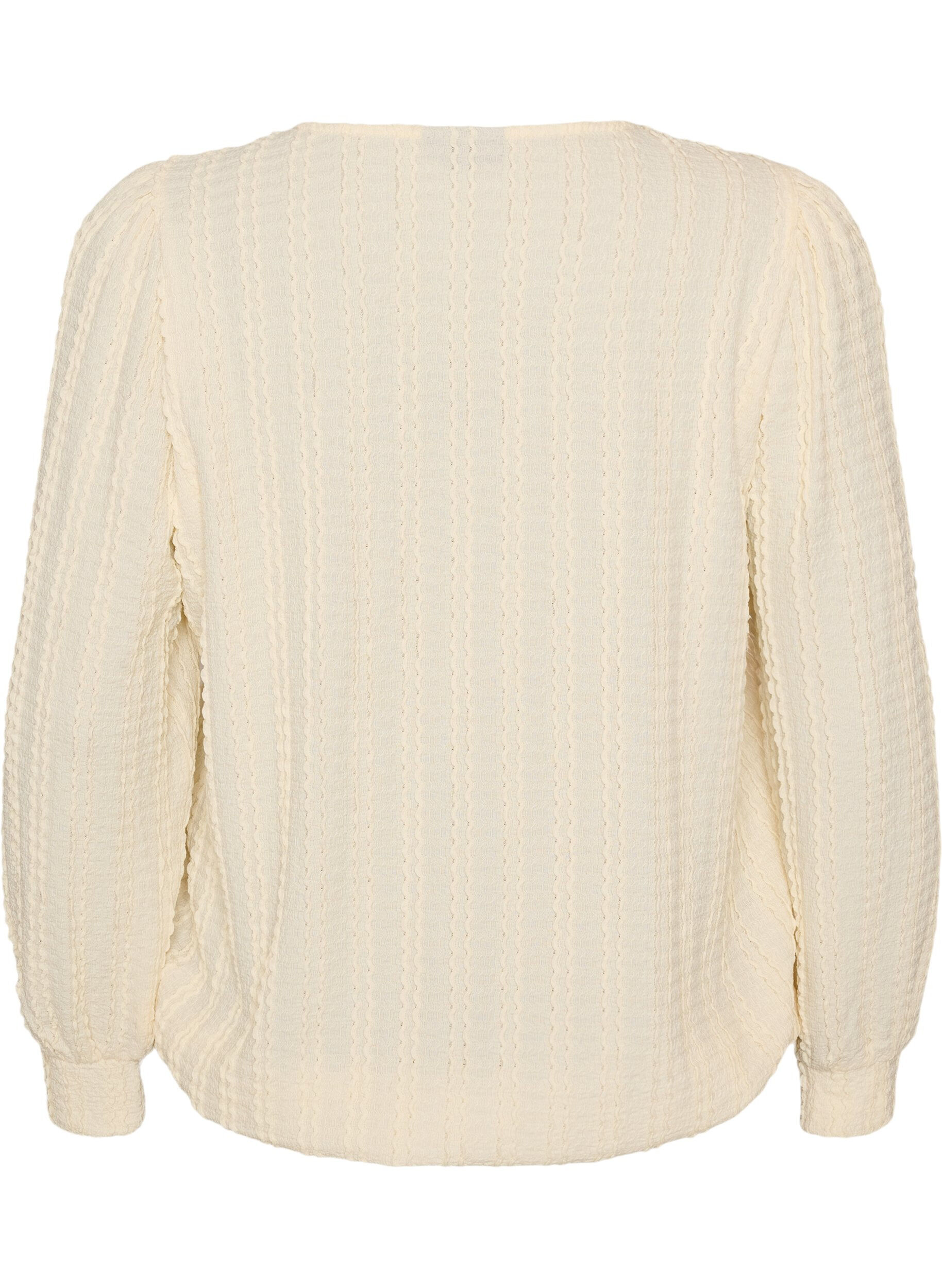 ZizziJersey blouse met structuur en ballonsilhouet, Vanille, Packshot image number 1