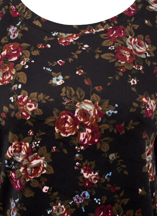 Velours top met lange mouwen en bloemenprint, Flower AOP, Packshot image number 2