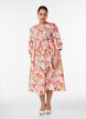 Bloemen midi-jurk met broderie anglaise en een strikriem, Roze, Model image number 0