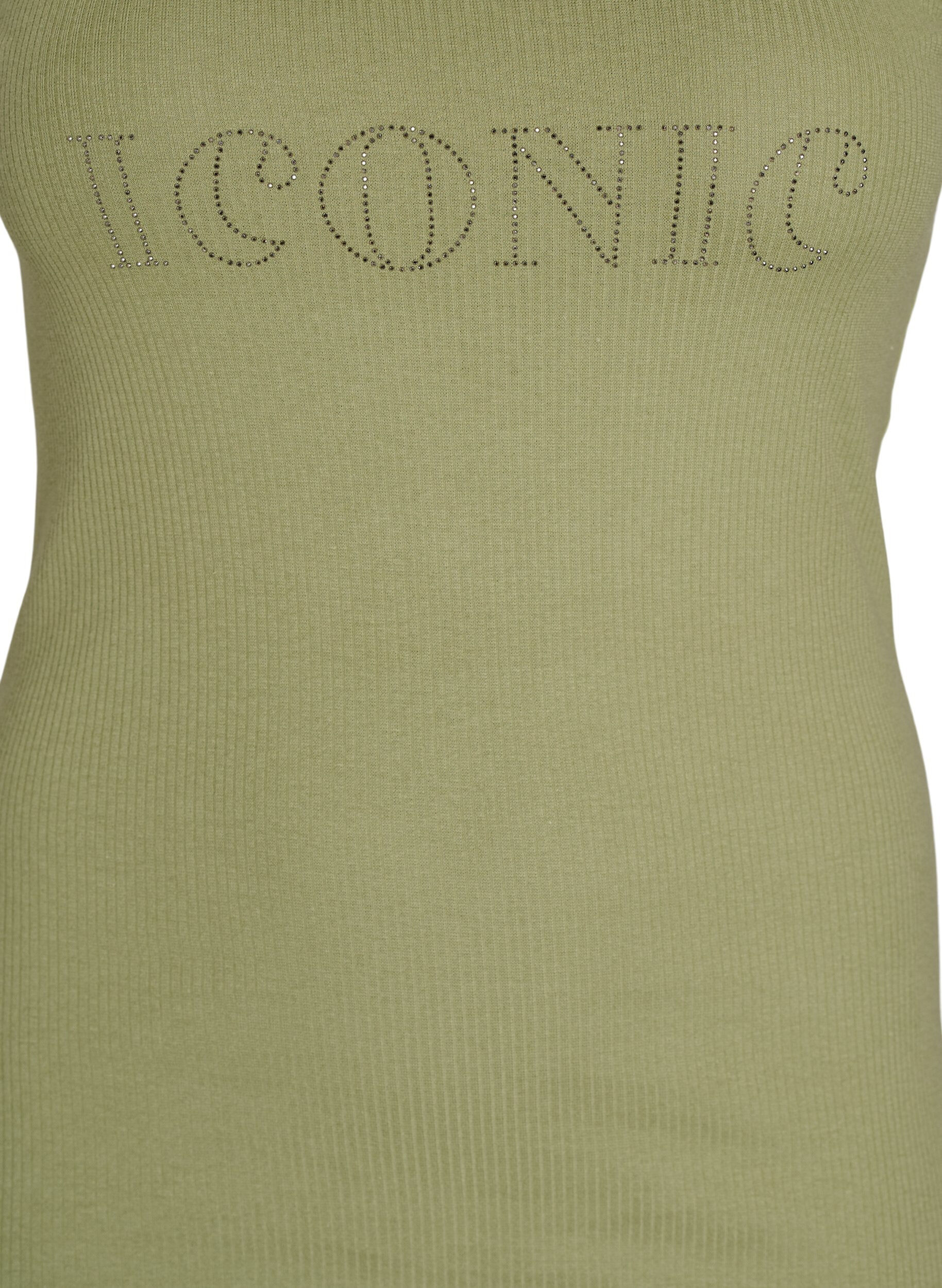 Zizzi Tanktop met strass steentjes en slanke pasvorm, Groen, Packshot image number 2
