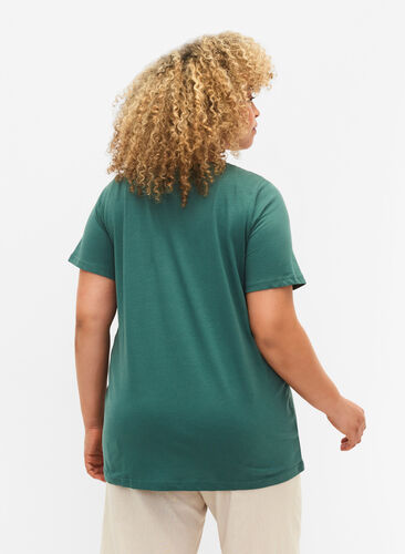 Set van 2 basic t-shirts in katoen, Mallard Green/Black, Model image number 1