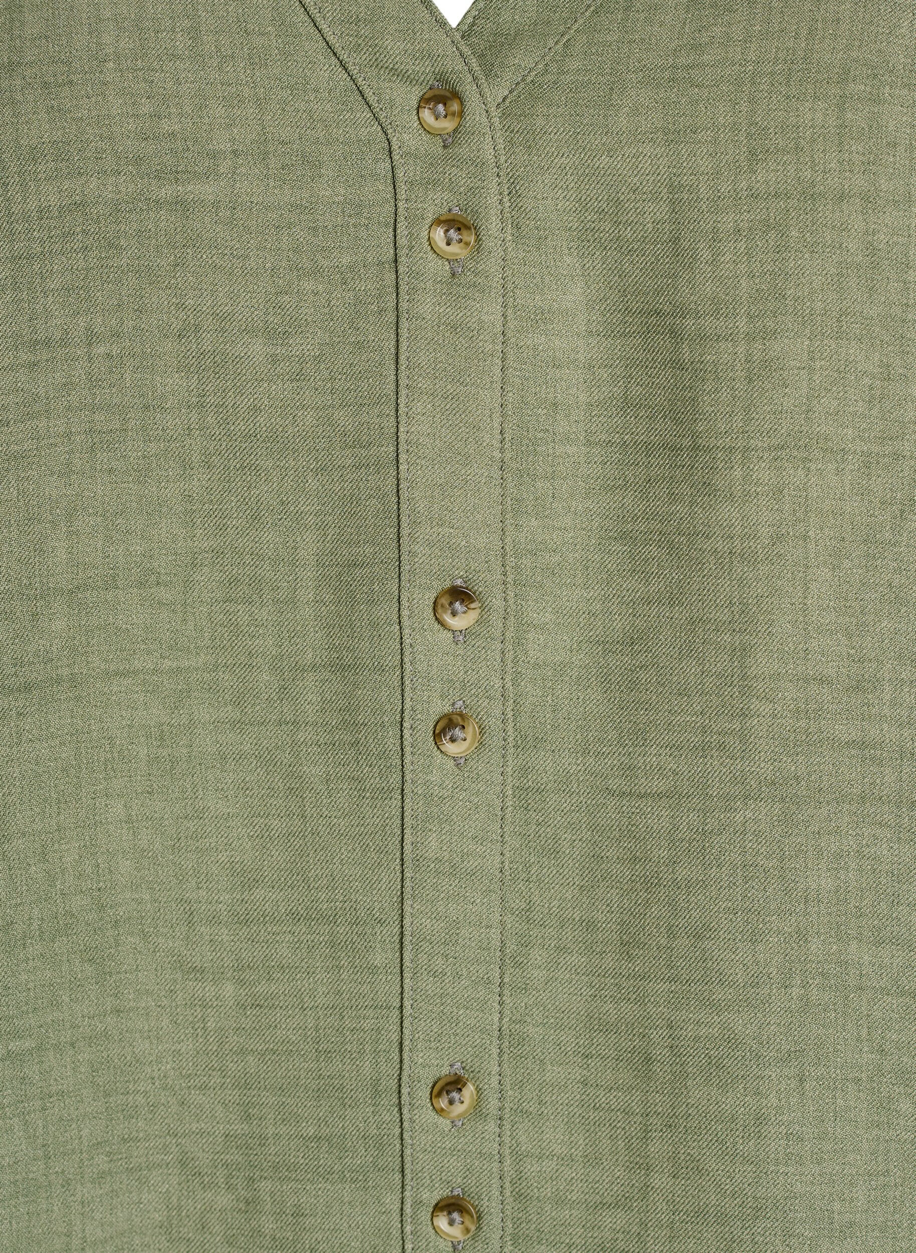 Zizzi Overhemd blouse met V-hals en korte mouwen, Groen, Packshot image number 2