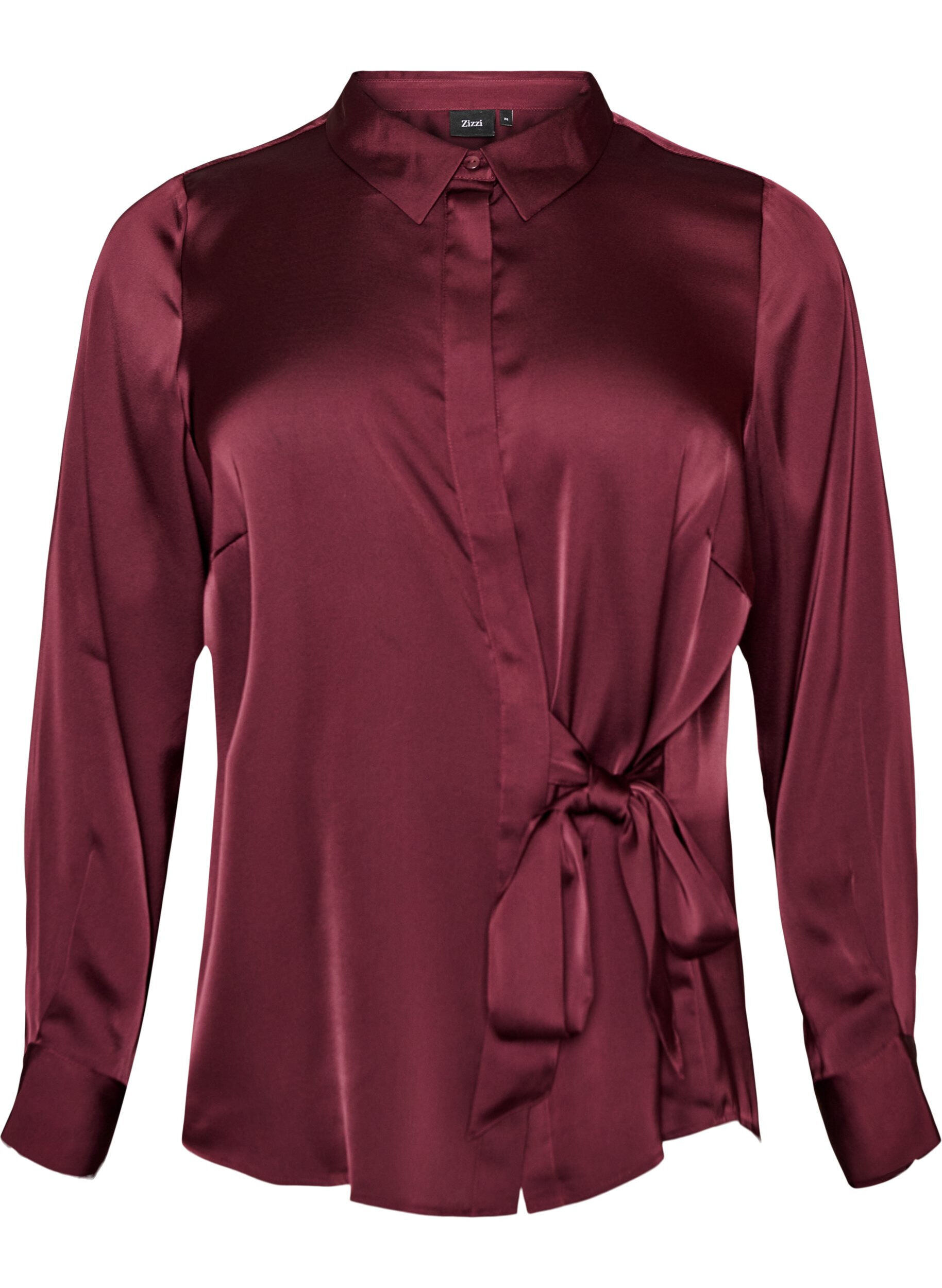Shirt met satijnlook en wikkeleffect