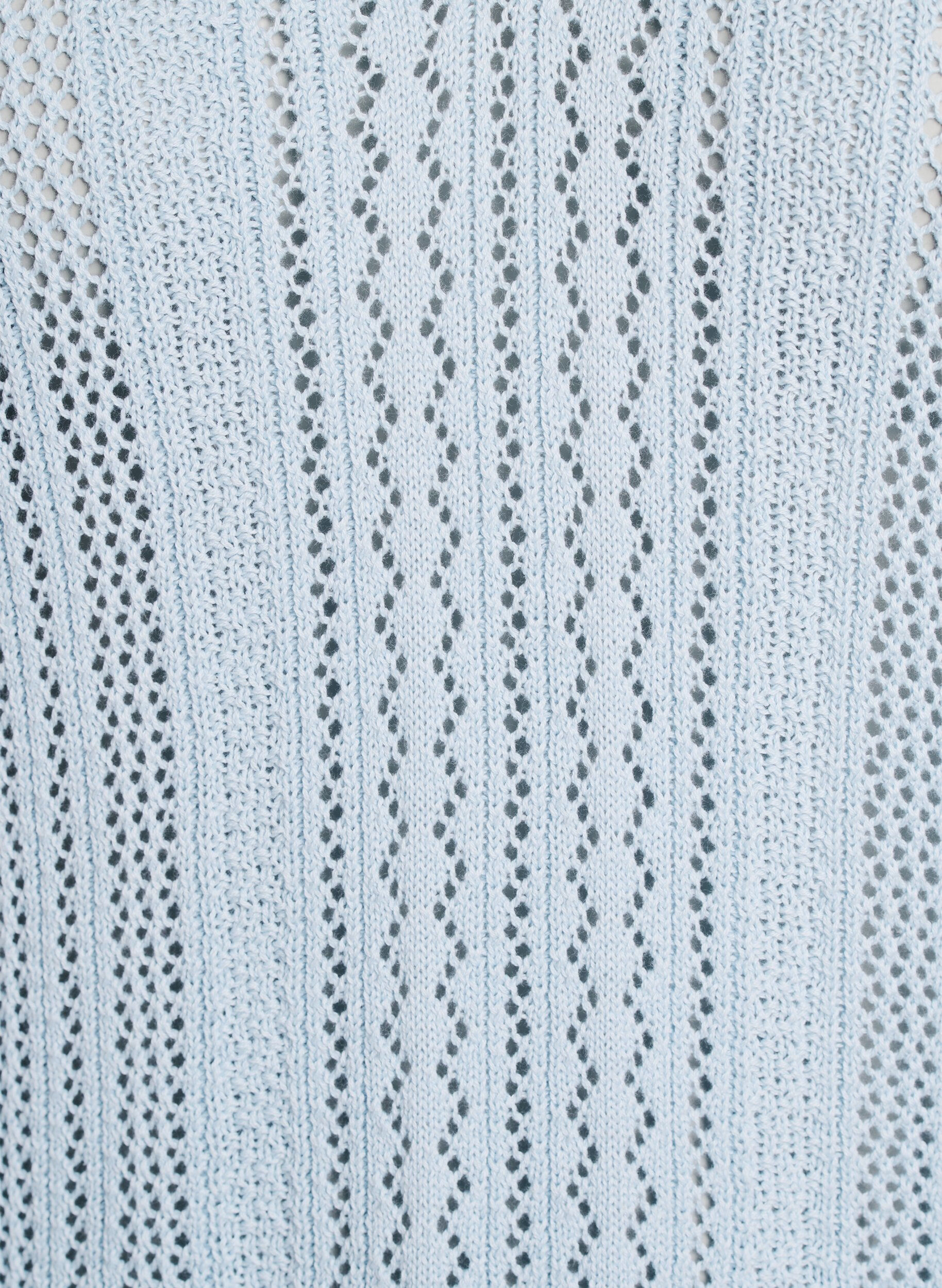 Zizzi Gebreide top met broderie ajour en V-hals, Blauw, Packshot image number 2