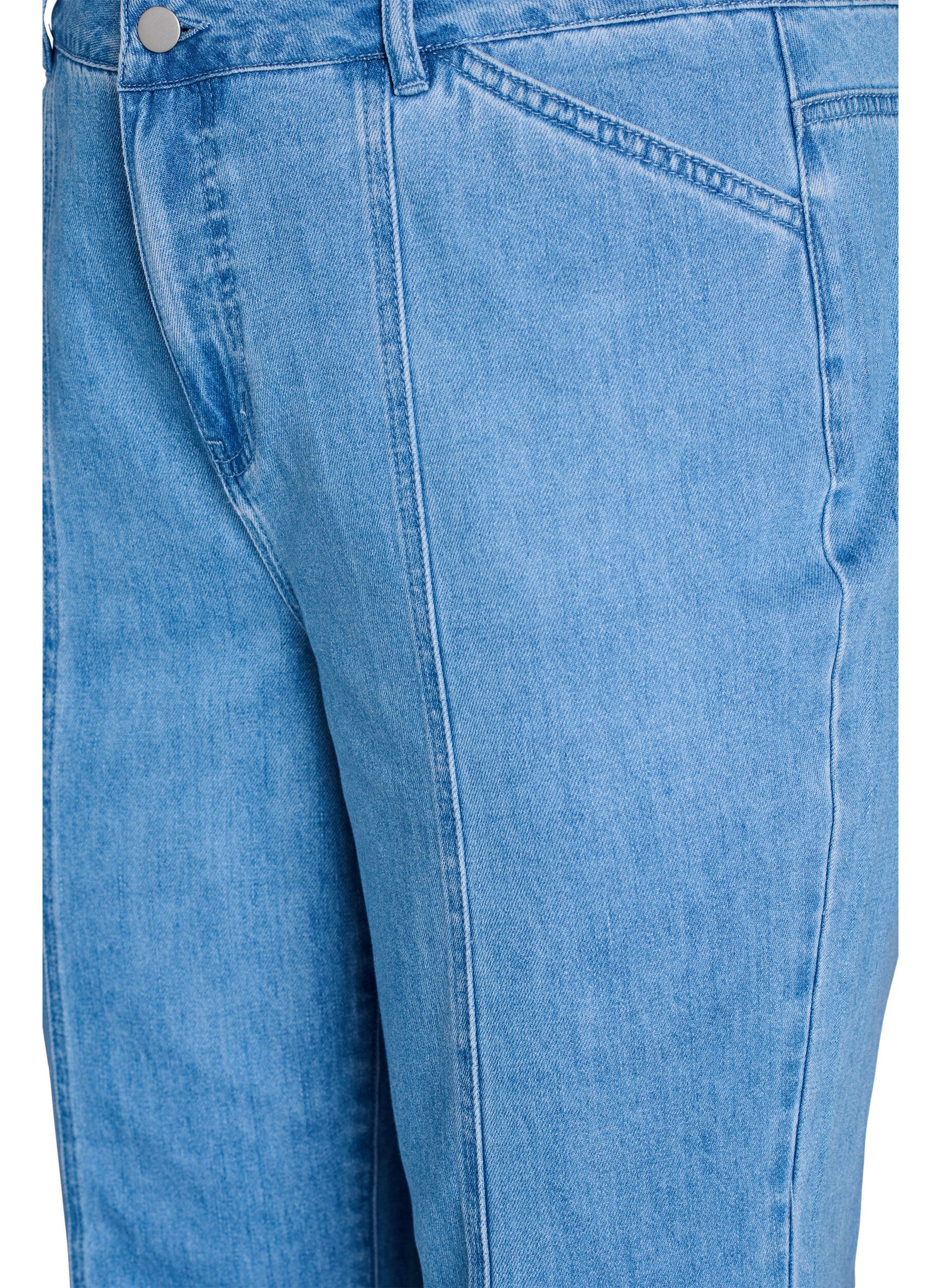 Zizzi Kiana jeans met een straight-fit en gedurfde stiksels, Blauw, Packshot image number 2