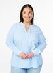 Gestreepte blouse met strikdetail, Blauw, Model image number 0