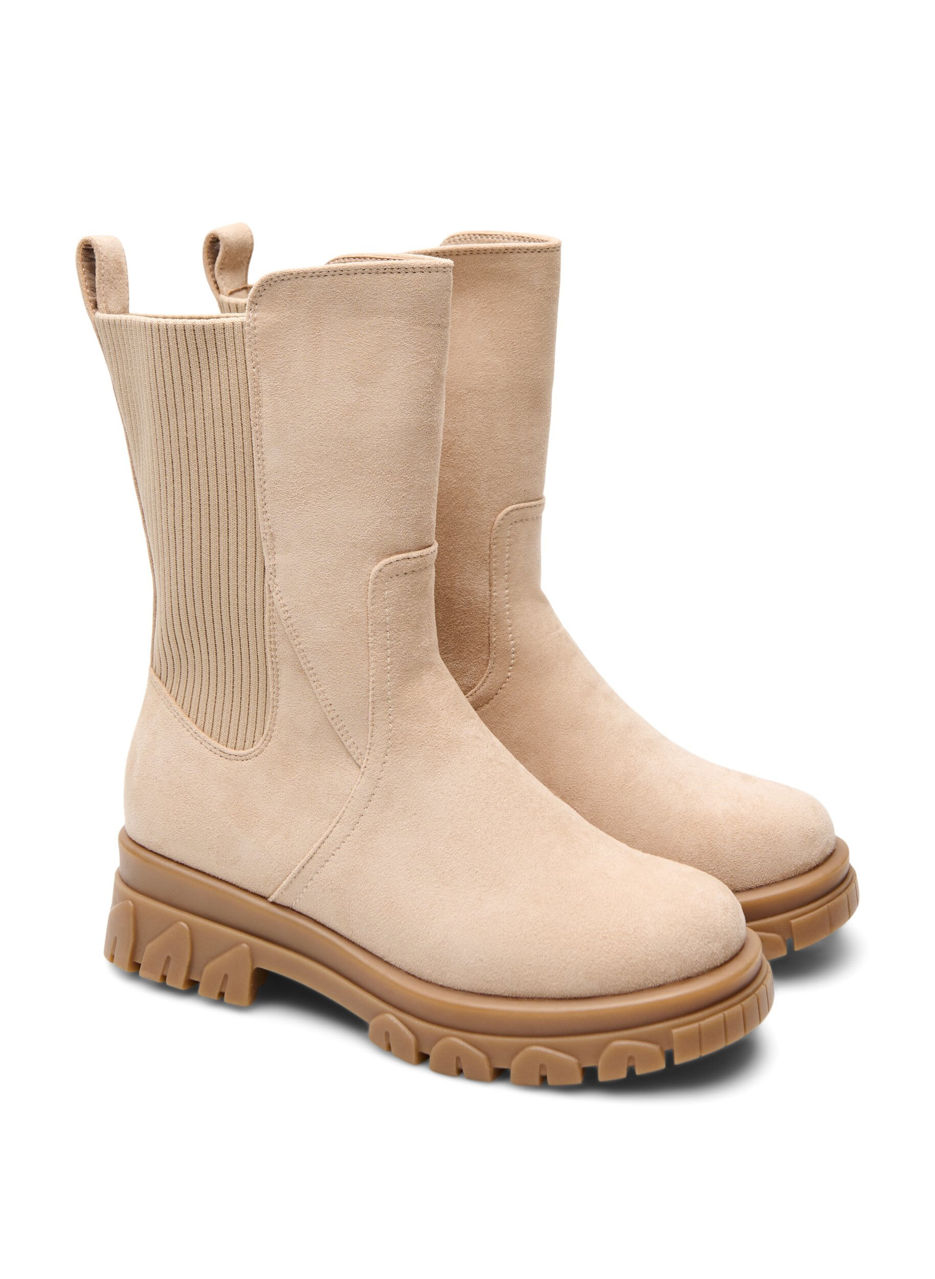 ZizziChunky laars in imitatiesu&egrave;de, Beige, Packshot image number 1