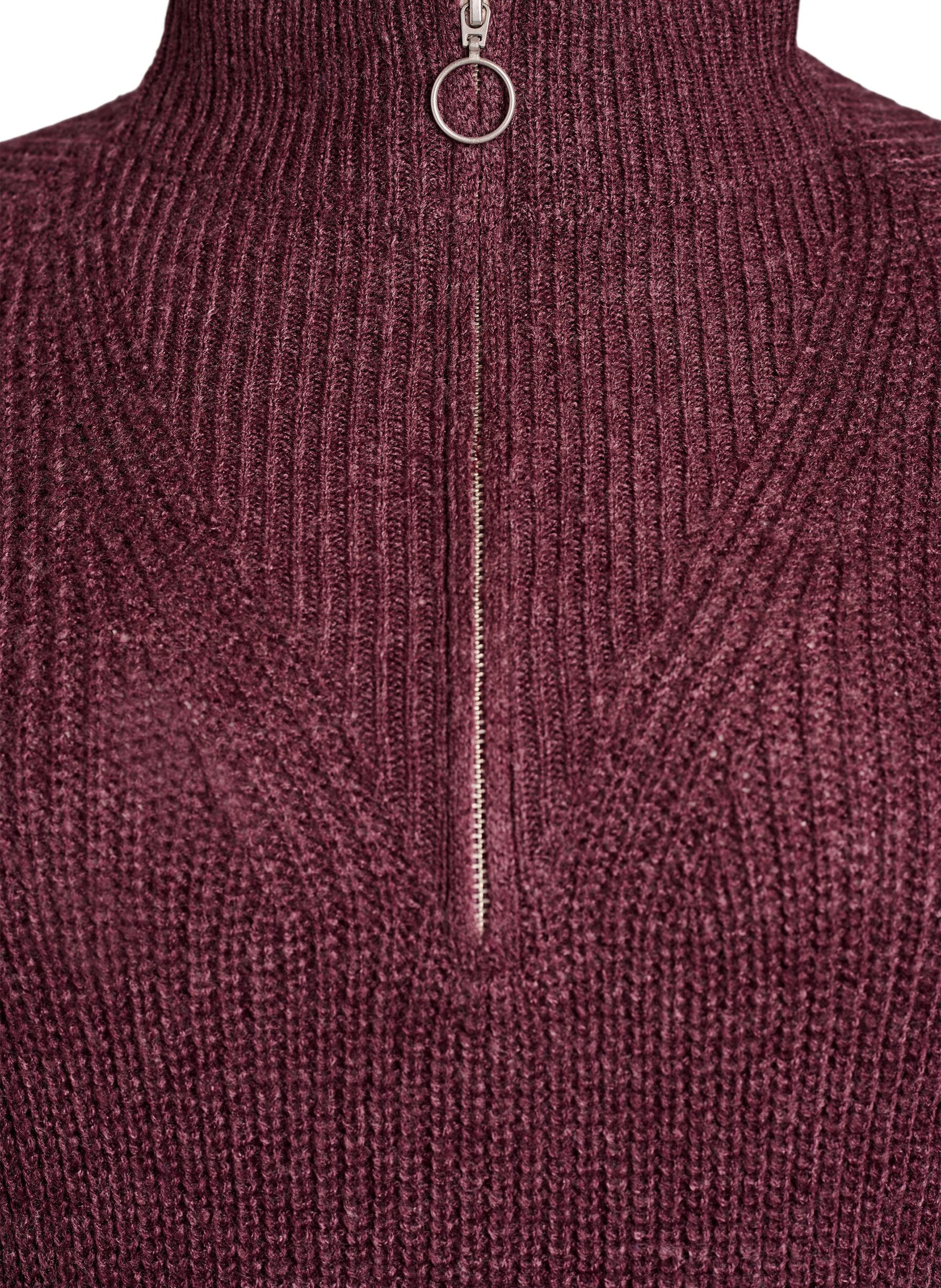 Zizzi FLASH - Korte gebreide jurk met hoge hals, Rood, Packshot image number 2