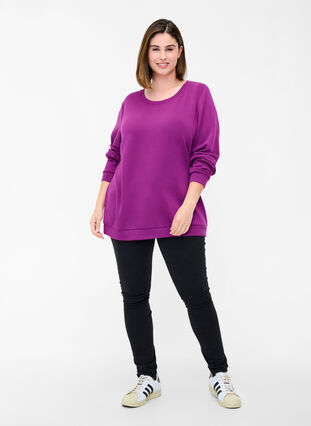 Sweatshirt met ronde hals en lange mouwen, Dark Purple, Model image number 2