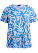 Viscose blouse met korte mouwen en print, Blauw, Packshot image number 0
