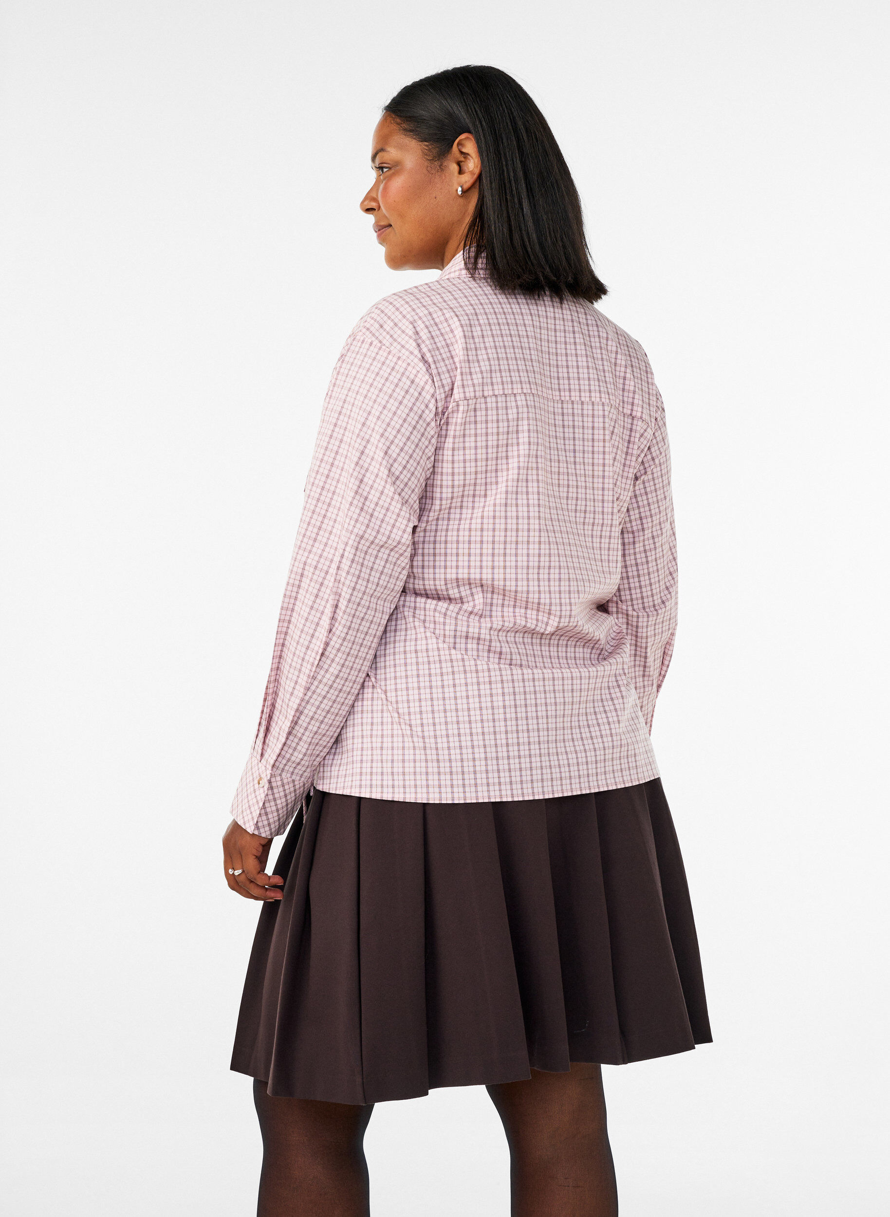 ZizziKorte geplooide rok met elastische tailleband, Bruin, Model image number 2