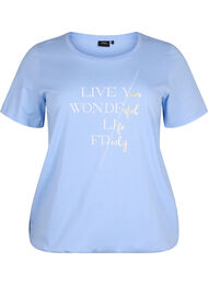 Katoenen t-shirt met korte mouwen en elastische rand, Serenity w. Live