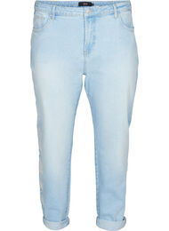 Cropped Mille jeans met borduursel, Light blue denim