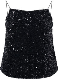 Top met pailletten en smalle bandjes, Black Sequins