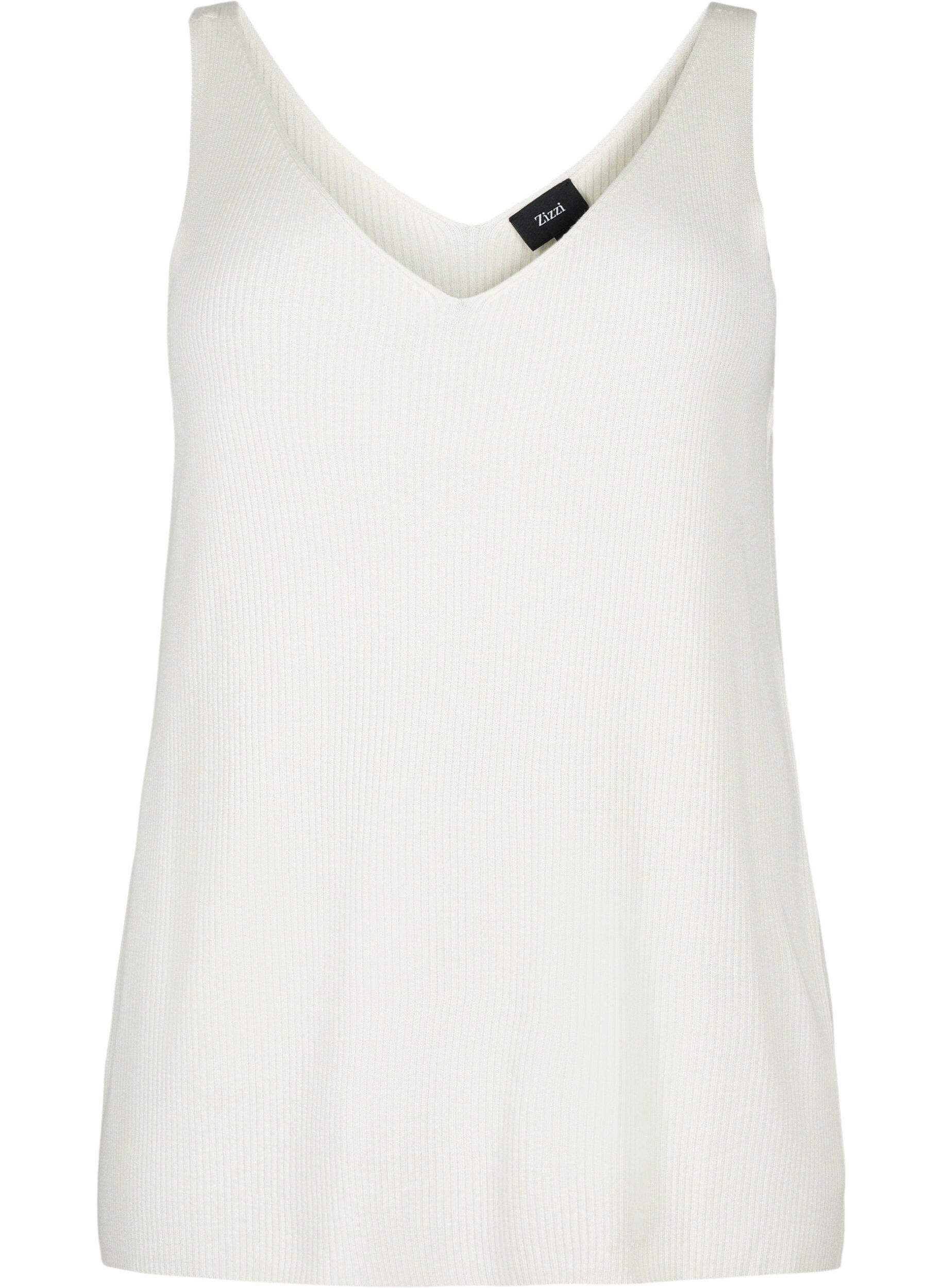 Zizzi Gebreide top met v-hals, Cloud Dancer, Packshot image number 0