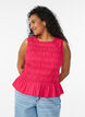 Smocktop met boothals en peplumzoom, Roze, Model image number 0