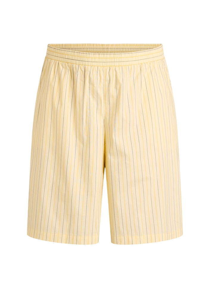Gestreepte shorts met een hoge taille en los pasvorm, Geel, Packshot
