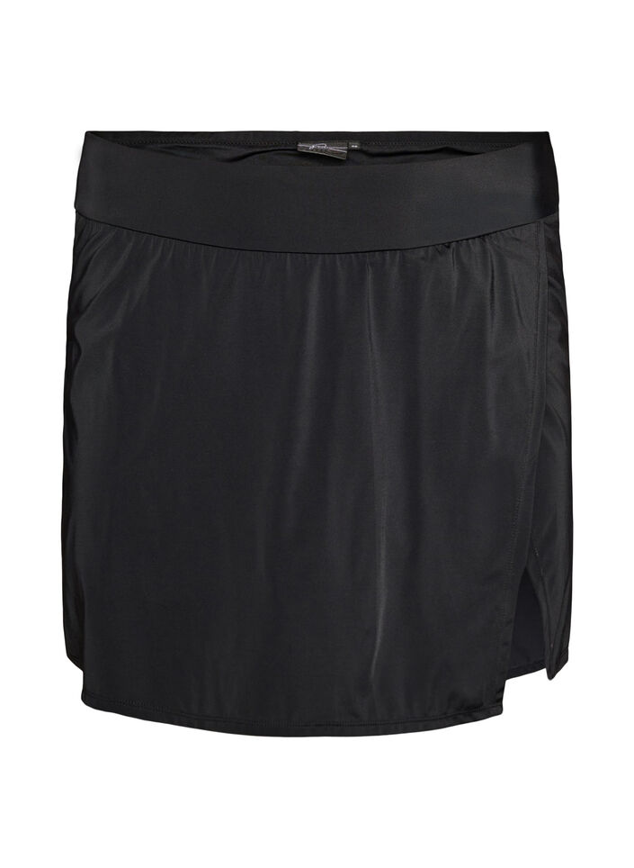 Bikinibroekje met slip en wikkel-effect, Zwart, Packshot image number 0