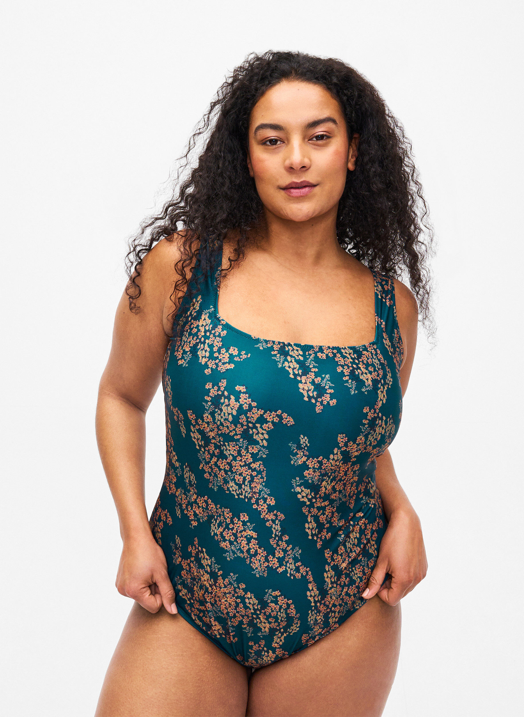 Zizzi Badpak met bloemenprint, Zebra Flower, Model image number 0