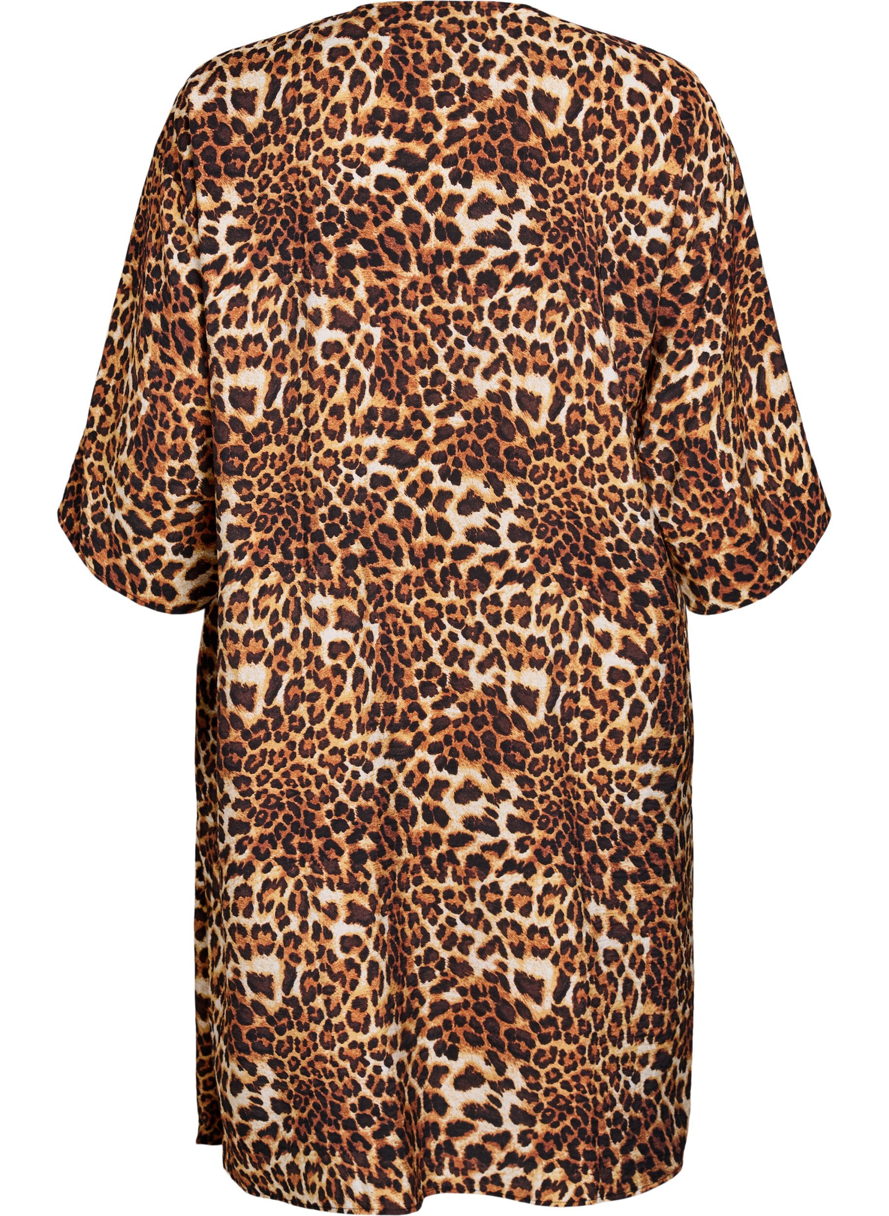 ZizziKimono van viscose met 3/4 mouwen, Bruin, Packshot image number 1