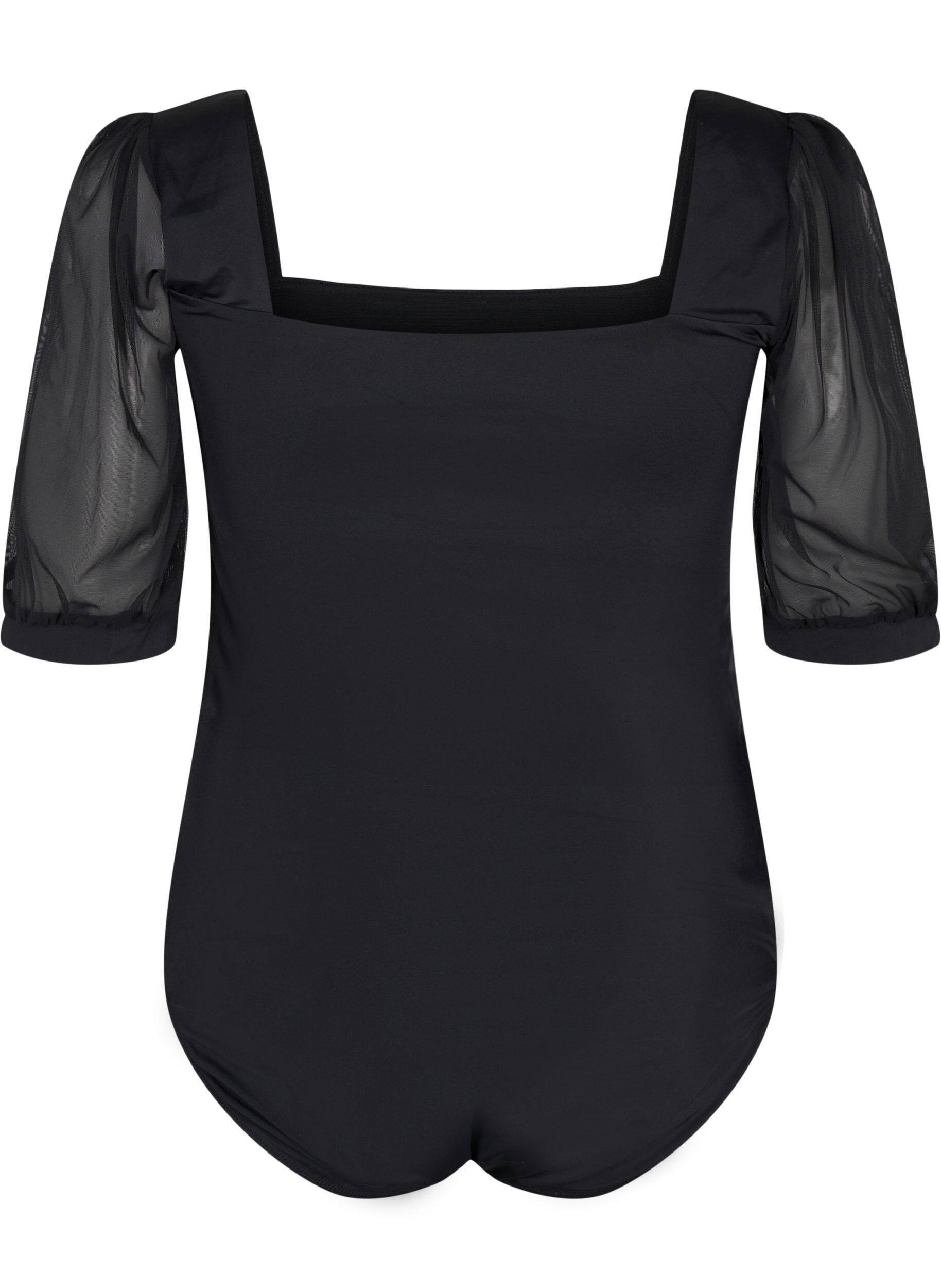 Zizzi Badpak met korte mesh mouwen, Black, Packshot image number 1