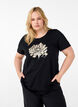 T-shirt met motief, Black w. Flower, Model image number 0