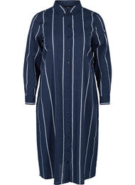 Lange gestreepte blouse jurk in katoen, N.Sky w.White Stripe
