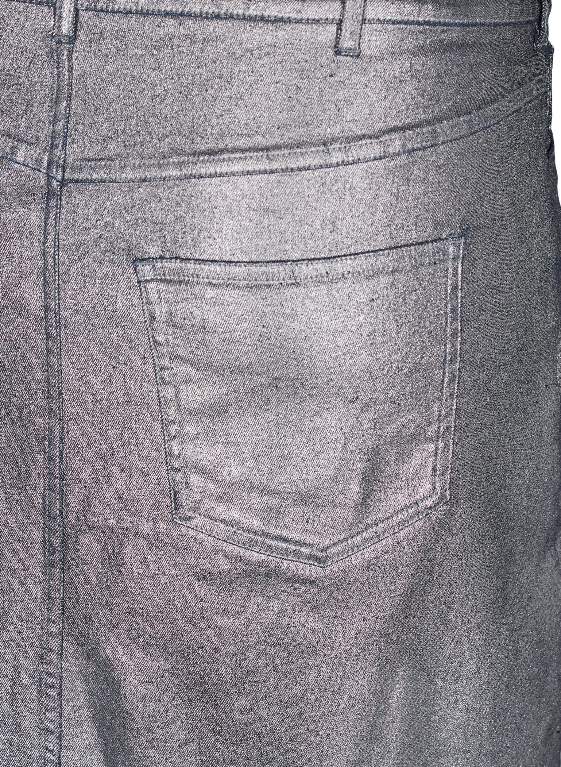 Zizzi Zilverkleurige midi-rok, Gun Sliver, Packshot image number 2