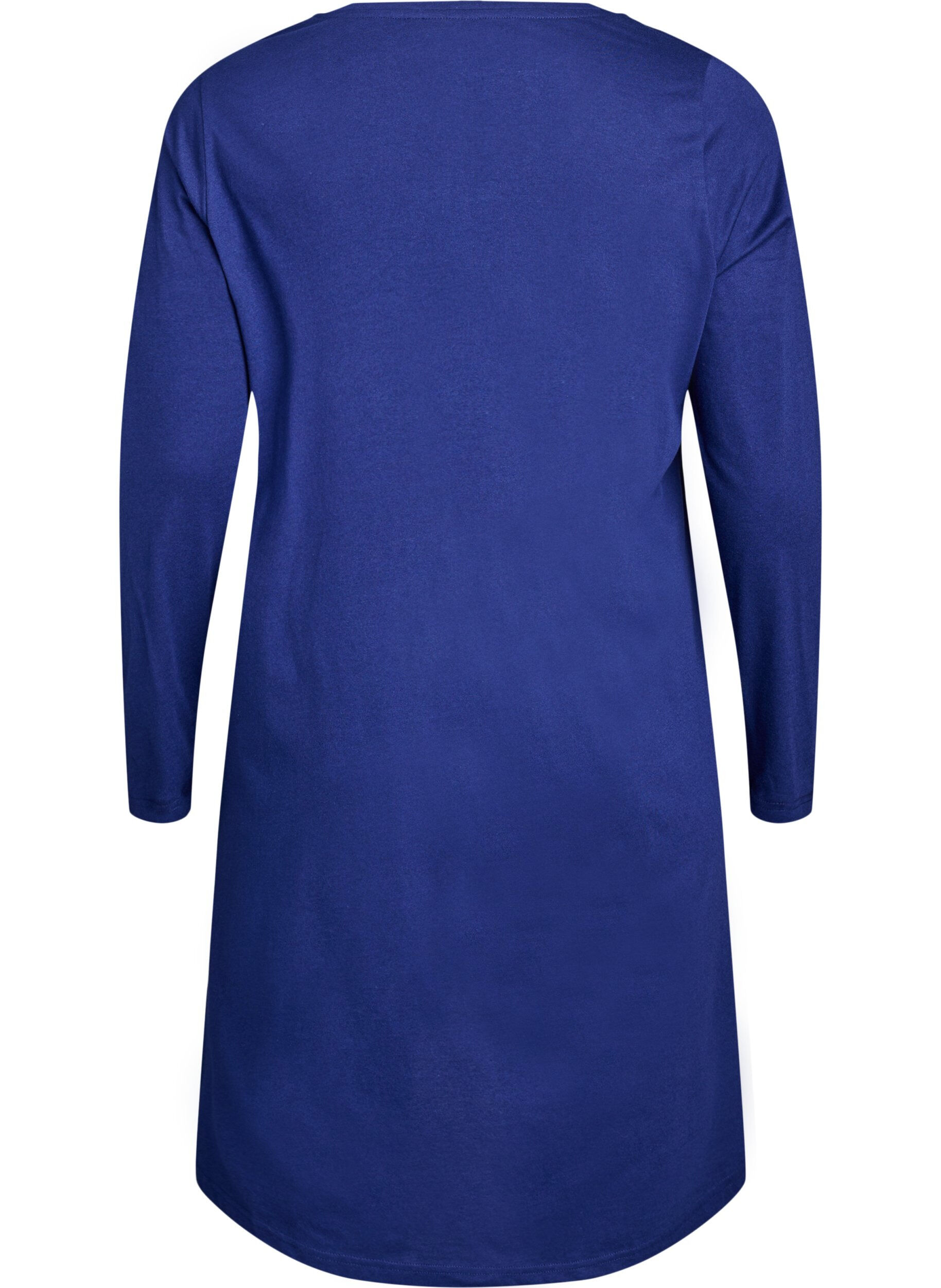 ZizziNachthemd met lange mouwen in biologisch katoen, Blauw, Packshot image number 1