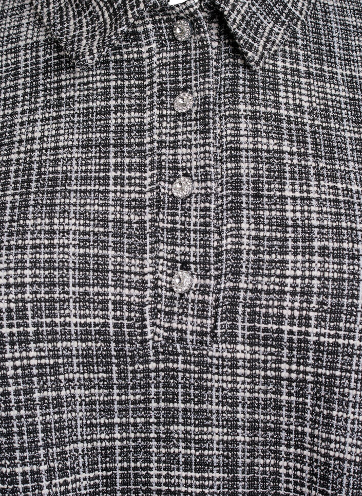 Korte jurk in gestructureerde jersey met een grafisch ruitpatroon, Off White Check, Packshot image number 2