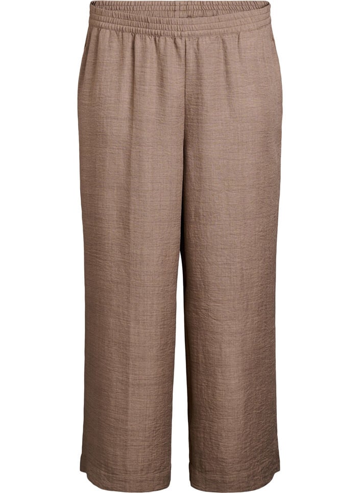Losse broek met elastische tailleband en zakken, Bruin, Packshot image number 0