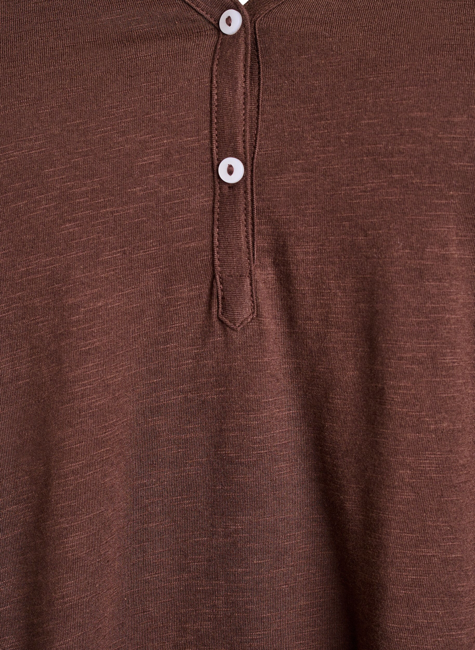 ZizziT-shirt met lange mouwen, V-hals en knopen, Bruin, Packshot image number 2