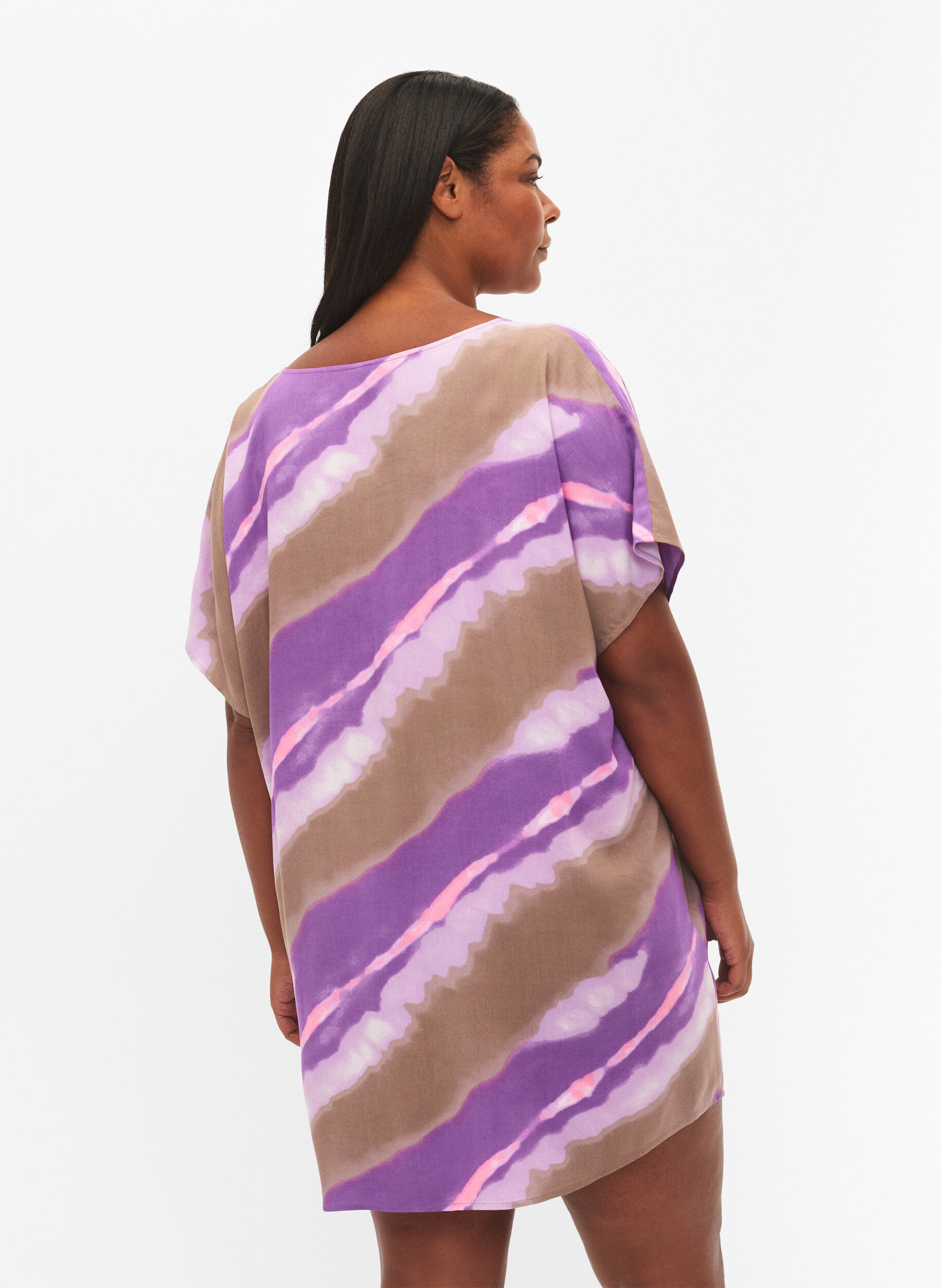 Zizzi Bedrukte strandjurk van viscose, Fantom Print, Model image number 1