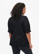 Blouse met V-hals en gaatjespatroon, Black, Model image number 1