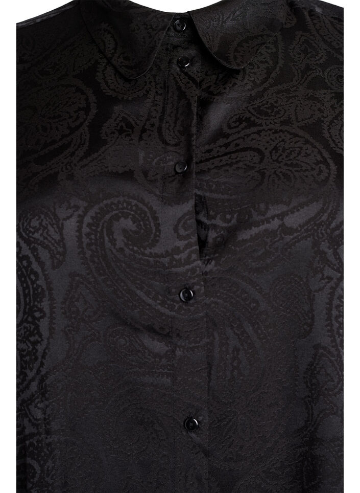 Shirt met ton-sur-ton paisleypatroon, Zwart, Packshot image number 2