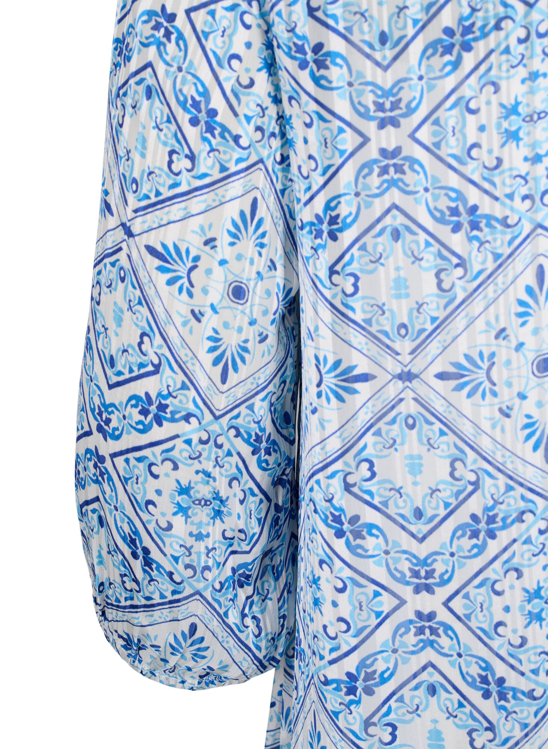 Zizzi Bedrukte jurk met V-hals en 3/4 mouwen, Birch Graphic AOP, Packshot image number 3