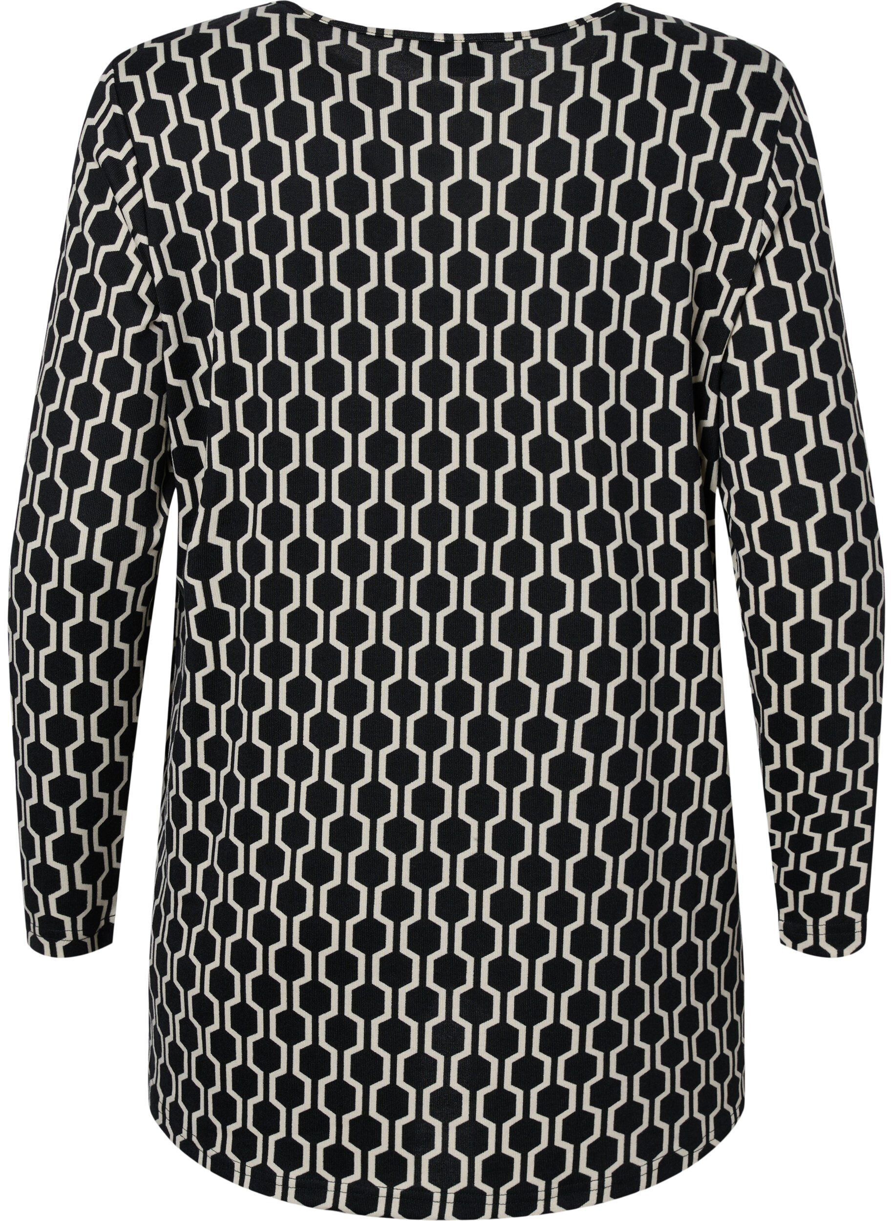 Zizzi Gedessineerde blouse met lange mouwen, Birch W. Graphic, Packshot image number 1