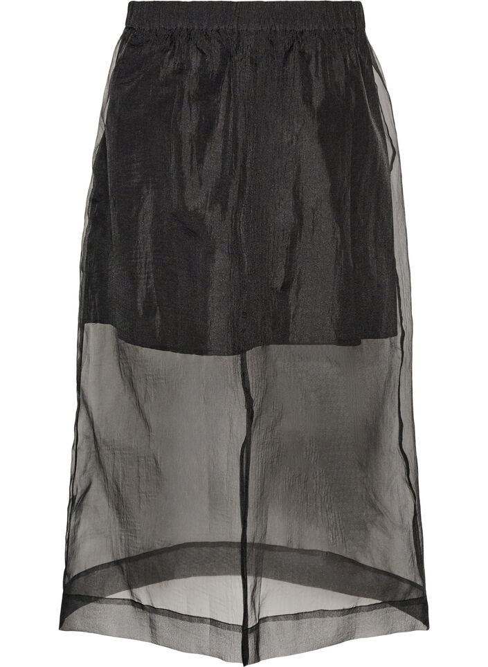 Lange rok in organza-look, Zwart, Packshot image number 1